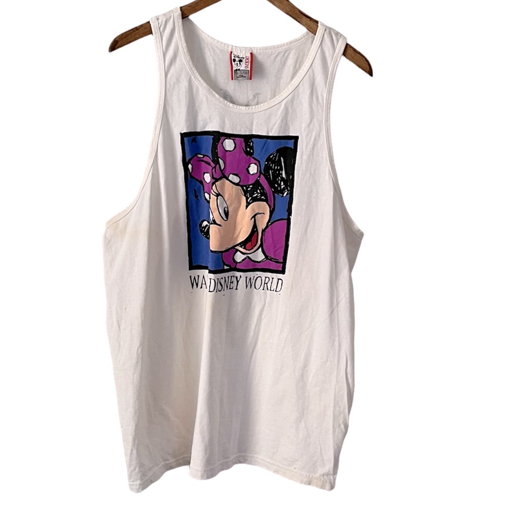 Disney Design 90’s Vintage White Razorback Minnie Mouse Tank Size XL
